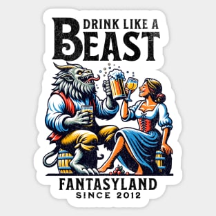 Drink Like a Beast Fantasyland Orlando Theme Park Florida Sticker